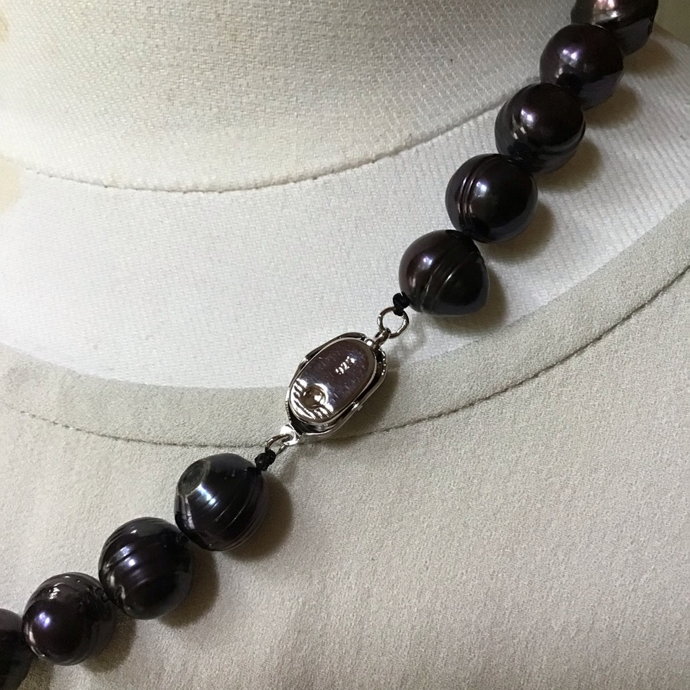 11mm Iridescent Tahitian Pearl Strand Sterling Silver - Picture 12 of 13